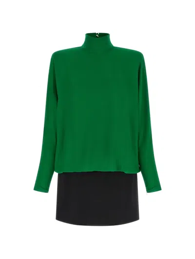 Valentino Feather-embellished Mini Dress In Green