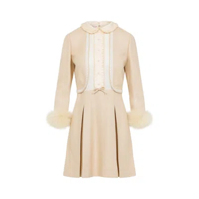 VALENTINO VALENTINO FEATHERS LIGHT PINK VISCOSE MINI DRESS