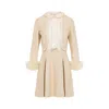 Valentino Nude Viscose-silk Blend Dress With Feather-accented Cuffs