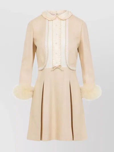 VALENTINO FEATHERS SILK MINI DRESS