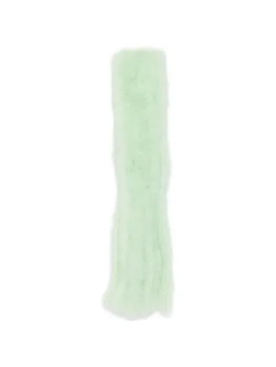 Valentino Feather-trim Scarf In Green