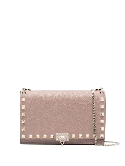 Valentino Garavani Feminine Blush Mini Handbag With Stud Accents In Brown