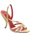 Valentino Garavani Fetishique Sandal In Laminated Nappa 105mm Woman Antique Brass 38.5 In Gold