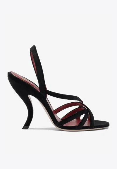 Valentino Garavani Fetishique 105 Slingback Velvet Sandals In Black