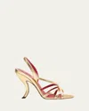 Valentino Fetishique Sandals Gold Leather In Multi