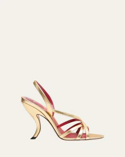 VALENTINO GARAVANI FETISHIQUE METALLIC LEATHER SANDALS
