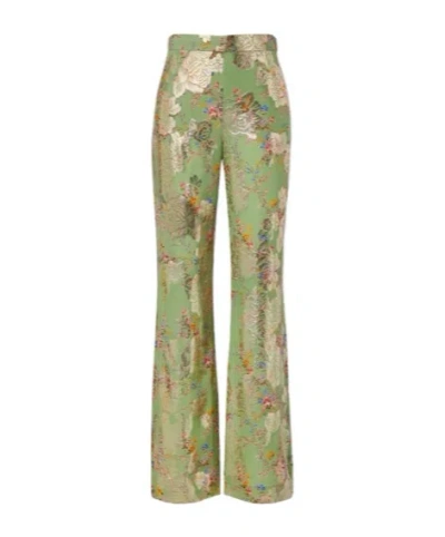 Valentino Fil Coupé Silk Lamé Flared Pants In Brown