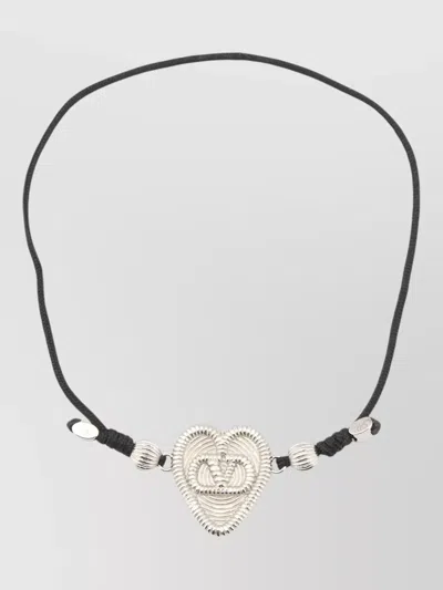 Valentino Garavani Fil Perdu Bracelet Heart Metal Pendant In Black