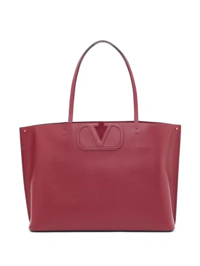 Valentino Garavani Fill Me Calfskin Shopping Bag In Red