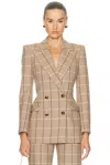 Valentino Checked Double-breasted Virgin Wool Blazer In Brown