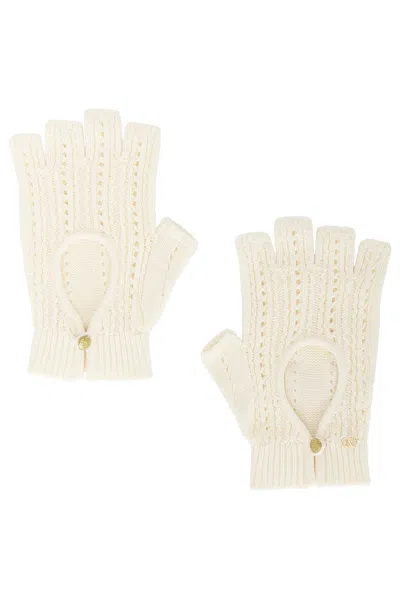 Valentino Garavani Fingerless Knitted Gloves In Betulla