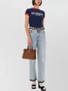 Valentino Crew Neck Cotton T-shirt With Contrast Trim In Blue
