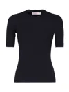 Valentino Iconographic Textured Knitwear Short Sleeves In Blue