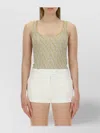 Valentino Fitted Geometric Lurex Sleeveless Top In Green