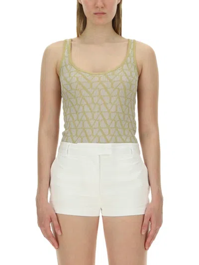 VALENTINO VALENTINO FITTED LUREX TOP WITH SCOOP NECKLINE
