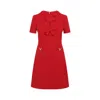 Valentino Fitted Red Dress With Decorative Bows In Red