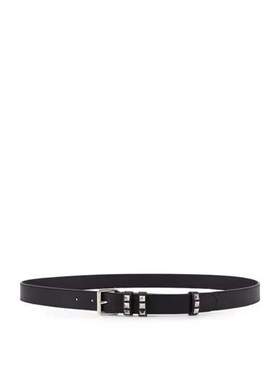 Valentino Garavani Flaneuse Leather Belt With Iconic Studs In Black