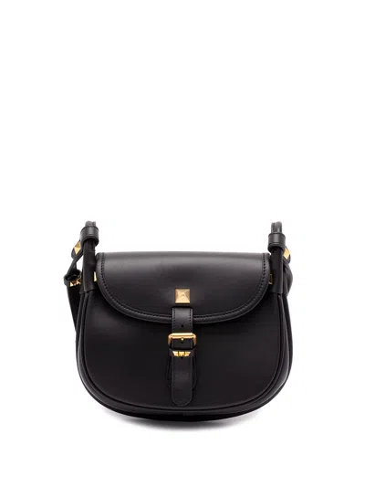 Valentino Garavani Flaneuse Small Studded Leather Shoulder Bag In Black