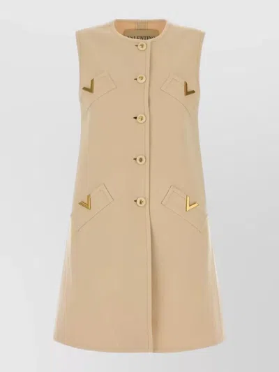 Valentino Flannel Vest Sleeveless Design V Shaped Buttons In Neutral