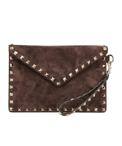 Valentino Garavani Flap Clutch In Brown