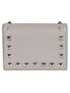 Valentino Leather Rockstud Flap Card Holder In Wrl Dove Grey