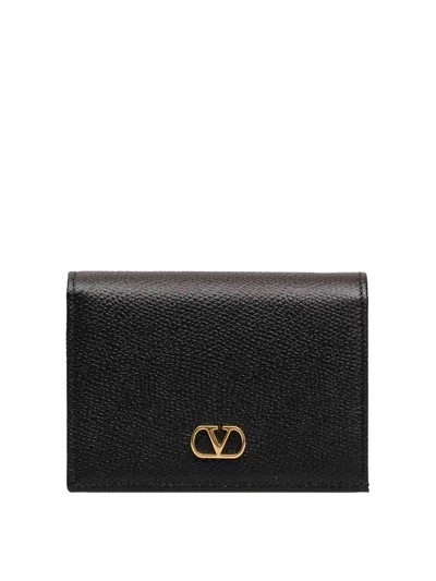 Valentino Garavani Flap French Wallet Vlogo Signature In Black