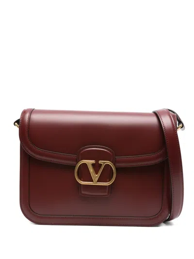 Valentino Garavani Foldover Top Shoulder Bag In Burgundy