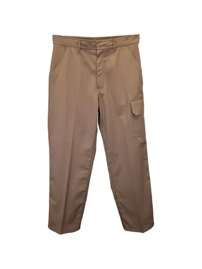 Pre-owned Valentino Flap Pocket Wide-leg Trousers In Neutral