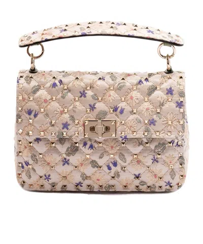 VALENTINO GARAVANI VALENTINO	GARAVANI ROCKSTUD SPIKE FLORAL EMBROIDERED SHOULDER BAG