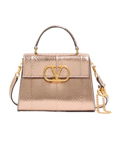 Valentino Garavani Small Vsling Laminated Elaphe Leather Top Handle Bag In Pattern