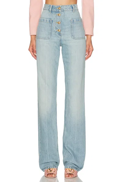 Valentino Straight-leg Cotton Denim Jeans In Light Blue