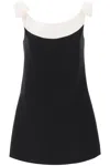VALENTINO FLARED BLACK MINI DRESS WITH BOWS AND CONTRAST TRIM FOR WOMEN (FW23)