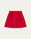 Valentino Bow-detailed Pleated Wool And Silk-blend Mini Skirt In Dark Red