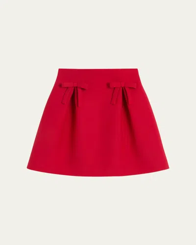 VALENTINO FLARED BOW WOOL MINI SKIRT