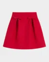 Valentino Bow-detailed Pleated Wool And Silk-blend Mini Skirt In Dark Red