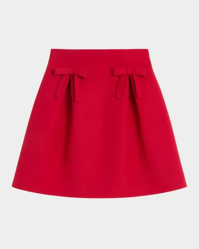 VALENTINO FLARED BOW WOOL MINI SKIRT
