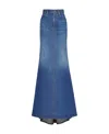 Valentino High Waist Denim Long Skirt In Blue