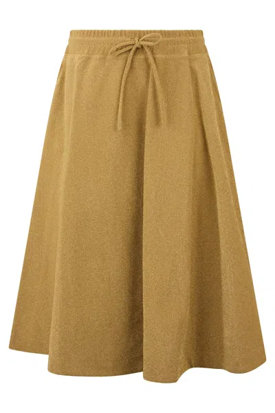 Valentino Flared Midi Skirt In Gold