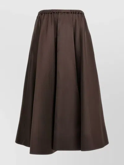 Valentino Techno Duchesse Midi Skirt In Brown