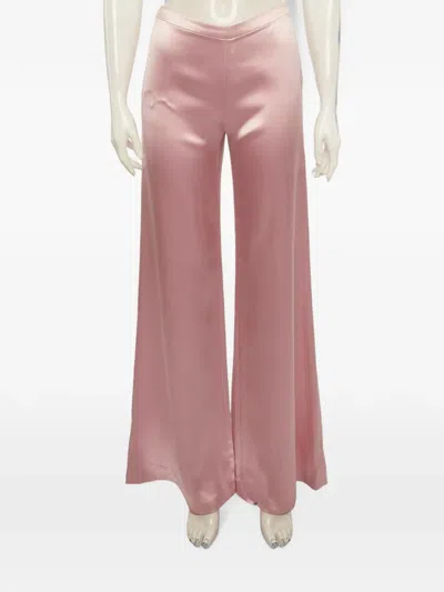 Pre-owned Valentino Flared Satin Trousers In Pink
