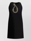 Valentino Garavani Rhinestone Snake Embroidery Crepe Couture Short Dress In Black