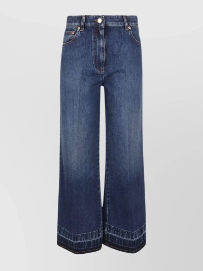 Valentino Flared Wide Leg Denim Trousers In Blue