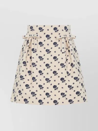 VALENTINO FLARED WOOL MINI SKIRT WITH BOW
