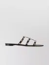 Valentino Flat Leather Sandals Gold-tone Studs