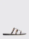 Valentino Black Calf Leather Bos Taurus Flat Sandals In Black