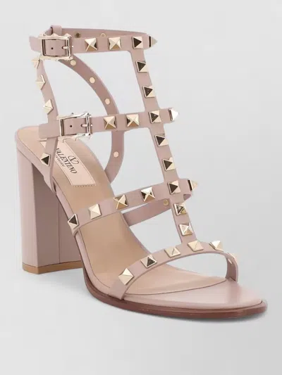 Valentino Garavani Flat Sandals Ankle Strap Block Heel In Brown