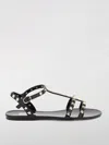 Valentino Rockstud Flat Sole Open Toe Sandals In Black