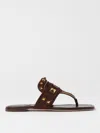 Valentino Garavani Plaster Caster Flip Flops With Gold Accents And Open Toe In Brown