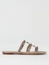 Valentino Rockstud Metallic City Flat Slide Sandals In Brown