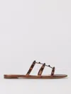 Valentino Garavani Rockstud Flat Metallic Nappa Slide Sandal Woman Bronze 39.5 In Brown